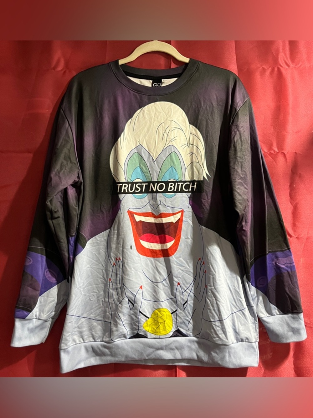 ALL OVER Little Mermaid Ursula Long Sleeve Statement Graphic Sweater Size L